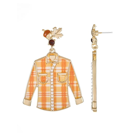 Packed Party Goldtone Flannel Vibes Earrings, Female, 1 Pair