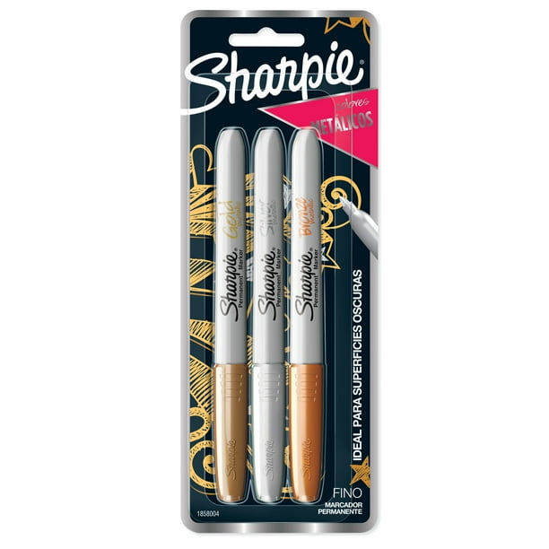 Sharpie Metallic Permanent Markers, Silver Gold & Bronze, 3 Count
