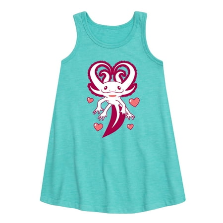 

Instant Message - Axolotl Heart Fins - Toddler and Youth Girls A-line Dress