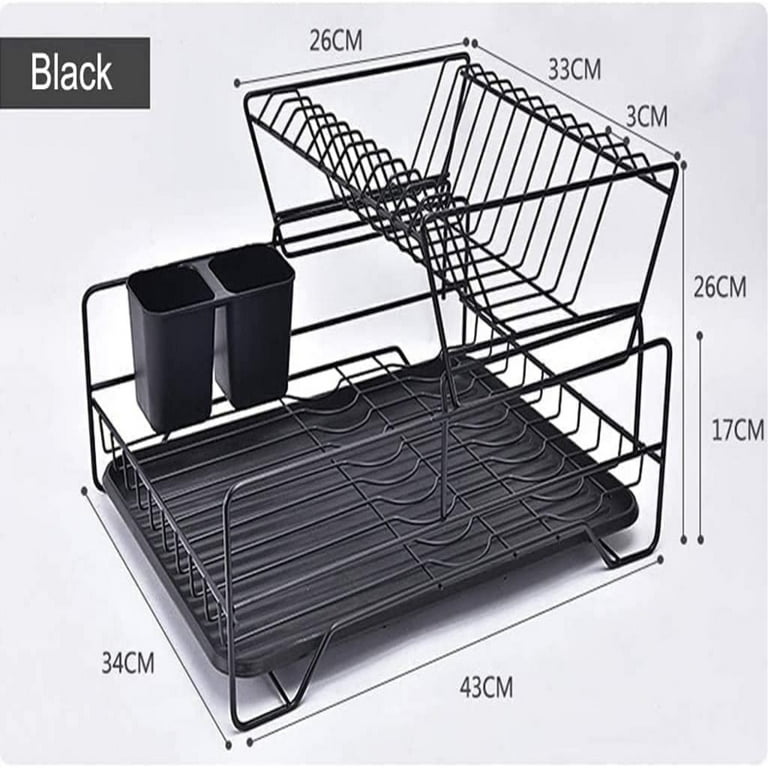 Space Saver Steel Dish Rack with Utensil Tray Black - Brightroom™