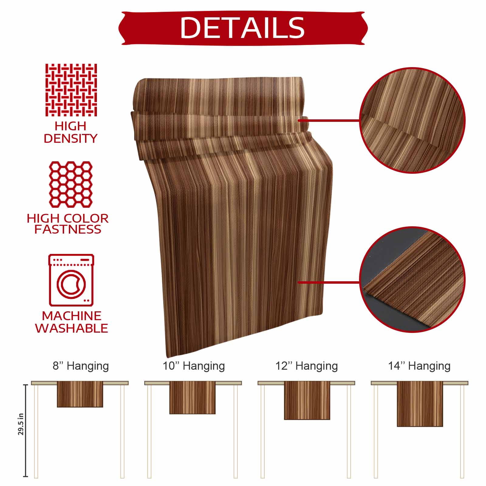 Table Runners 90 Inches Long Dress Scarves, Brown Western Farmhouse Coffee/Dining/Kitchen Table Runner for Living Room, Vintage Farmhouse Wood Barn Door 13x90 Inch