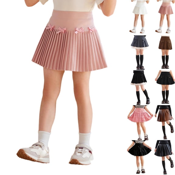 HOMADLES Girls School Pleated Skirt Girls Mini Skorts High Waist A Line Uniform Skorts Skirt School Uniform Skirt White 11-12 T