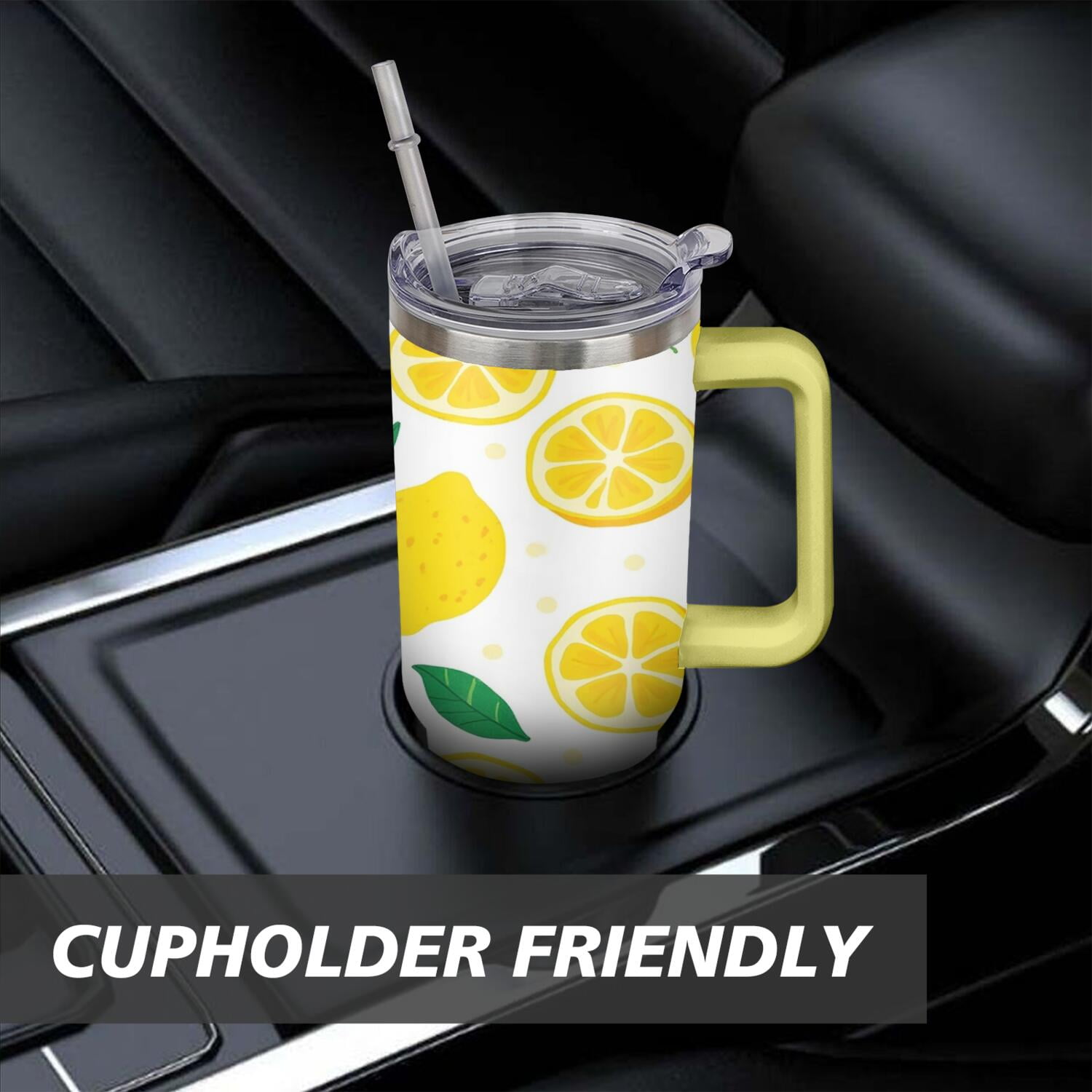 40 oz Lemon Cup with Handle Vacuum Insulated Travel Mug Gift for Women Men