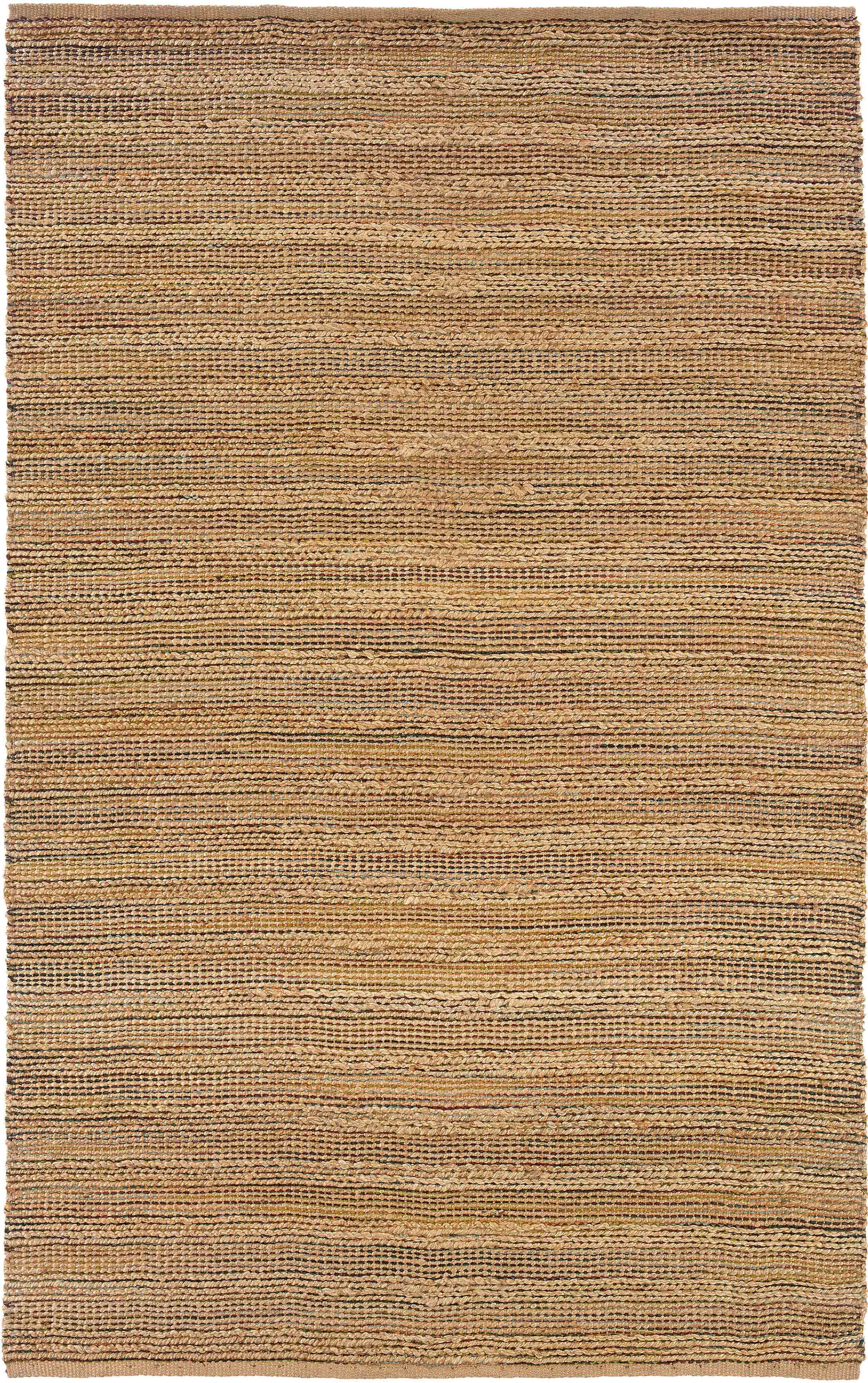 LR Home Natalie Belle Brown/Mutli Braided Farmhouse Jute Blend Area Rug, 5' x 7'9"