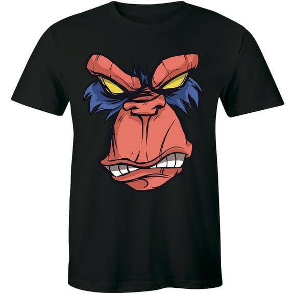 Angry Gorilla Logo Simple Crew Neck Men Funny Grumpy Monkey Ape Top T-Shirt