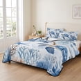 thumbnail image 2 of Full Quilt Set 78''x90'', Summer Beach Coastal Lightweight Summer Bedspread Coverlet Set with 2 Pillow Shams, Sea Turtle Coral Nautical Breathable All Season Quilt Bedding for Bedroom/Guest Room, 2 of 9