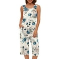 thumbnail image 2 of Tnhcen Women's Daily Comfort Sleepwear Printed Sleeveless Crew Neck Top & Capri Pants Set Easy to Mix & Match S-2XL, 2 of 7