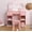 Pink, variant on Kids Vanity Set With Mirror, 2-In-1 Wooden Toddler Vanity Table With Stool