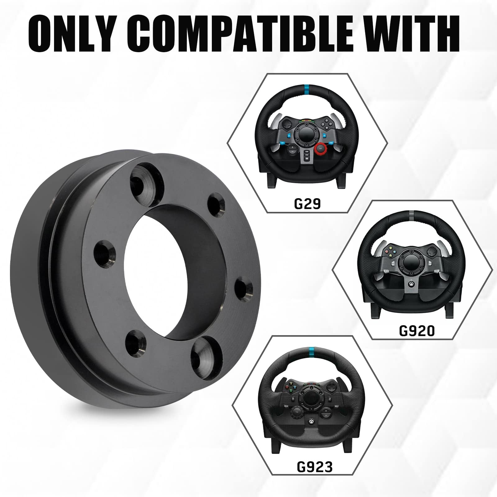 70mm Steering Wheel Adapter Plate For Logitech G29 G920 G923 - Aluminum Racing Wheel Upgrade (Black)