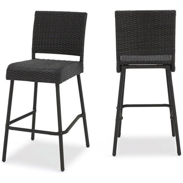 Noble House Neal Outdoor Dark Brown Wicker Barstools (Set of 2)