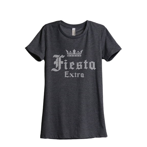 Fiesta Extra Women's Fashion Relaxed T-Shirt Tee Charcoal Grey Small