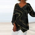 thumbnail image 2 of Wolfast Blouse Décontractée à Manches Longues Col en V Imprimé Rétro Coupe Ample, Noir, TG, 2 of 5