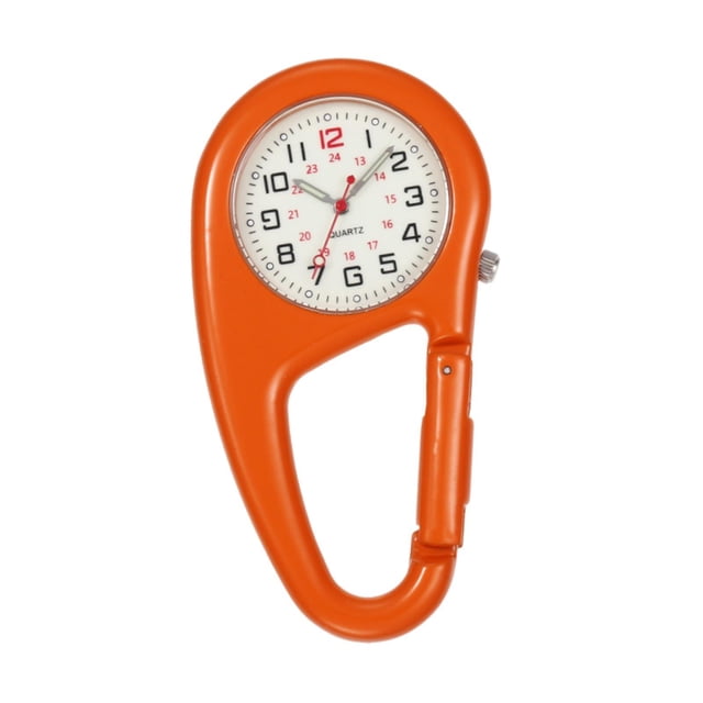 Reloj con mosquetón y clip para pesca y actividades al aire libre. Regalos para amantes de la naturaleza. Naranja