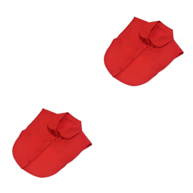 QualitChoice Simple Design Solid Color False Collar Formal Fashion Chiffon Fake Half Shirt Decorative Detachable Lapel Clothing Decor Red Round 2PCS