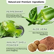 Underarm Scrub Deep Cleanse Exfoliating Moisturizing Aloe Vera Walnut Shell Powder Body Scrub, Mint, 8.8 oz