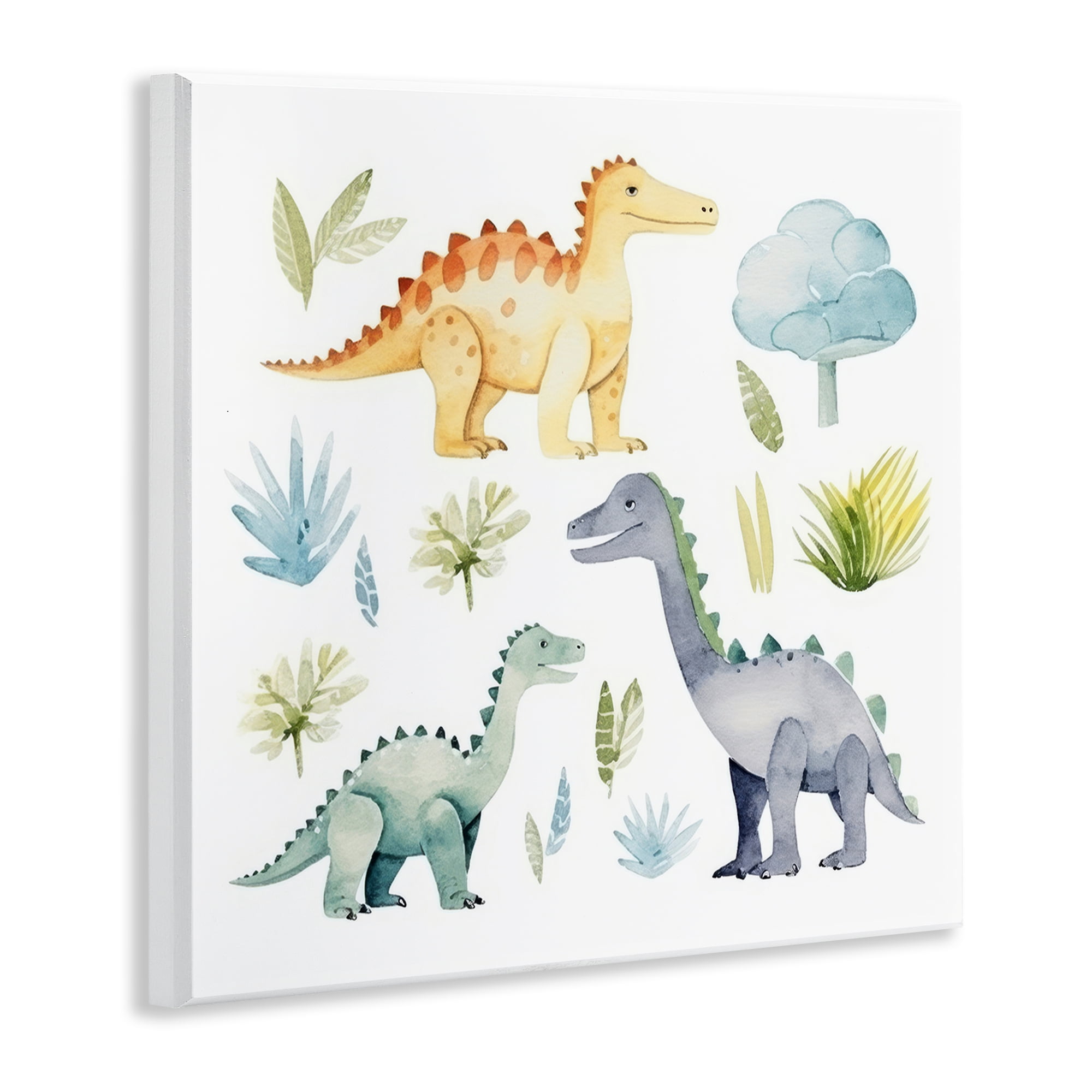 Stupell Industries Dino Wonderland Wonders Animals Painting Unframed Art Print Wall Art, 12 x 12