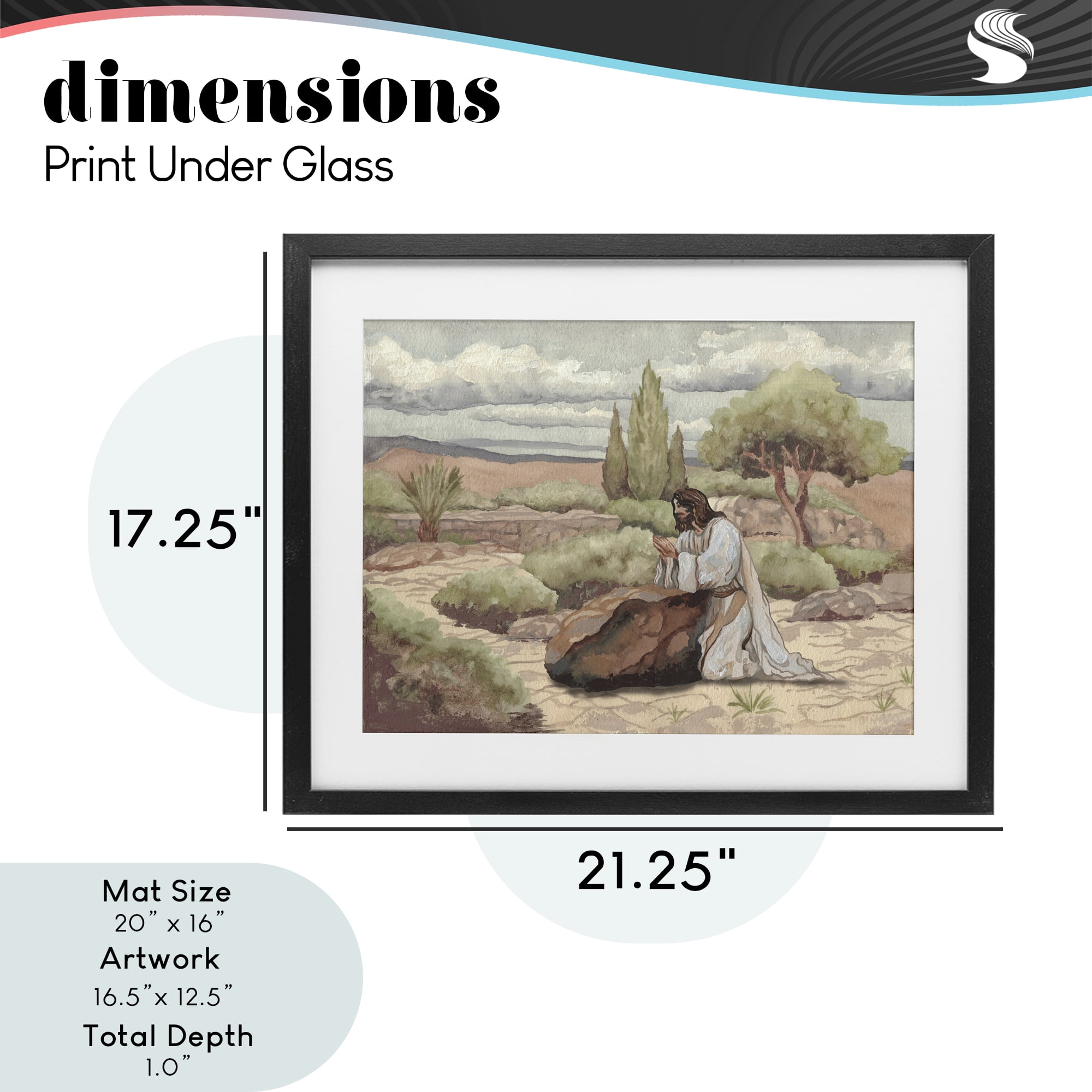 Stupell Industries Jesus Praying Countryside Black Framed Print Under Glass, design by Elizabeth Medley