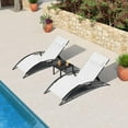 thumbnail image 3 of PURPLE LEAF Patio Oversize Chaise Lounge Chair Set with 2 Side Table Outdoor Pool Adjustable Recliner Chairs for Outdoor Beach Poolside Sunbathing Tanning Lounger，White, 3 of 9
