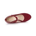 thumbnail image 4 of BLISSFUL STEP Women's Shoes Platform Round Toe Cross Strap Buckle Closure Stiletto Heel  Mary Jane Pumps Burgundy 8.5, 4 of 7
