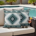 thumbnail image 4 of Teal Gray Boho Outdoor Waterproof Pillow Covers, Southwestern Ethnic Abstract Geometric Decorative Square Throw Pillowcase Sofa Cushion Sham for Patio/Couch/Chair, 24"x24" 2 Pack, 4 of 8