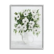 Stupell Industries Blooming White Flowers Still Life Vase Painting Gray Framed Art Print Wall Art, Design by Cindy Jacobs