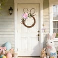 thumbnail image 4 of Xecvkr Easter Bunny Floral Egg Wicker Artificial Wreath Spring Flower LED String Lights Battery Outdoor Door Hanging Home Table Decor 1 Piece, 4 of 6