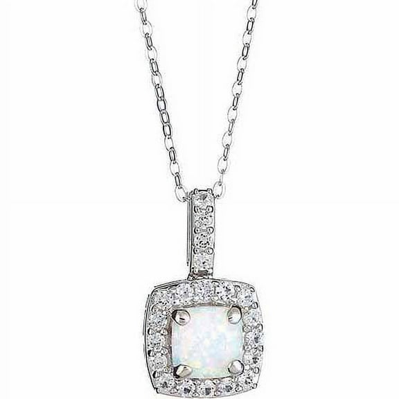 Arista Created Opal and Created White Sapphire Sterling Silver White Pendant, 18"