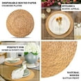 thumbnail image 4 of Efavormart 6 Pack | 13" Natural Woven Rattan Design Disposable Serving Trays, Round Paper Charger Plates, 4 of 8