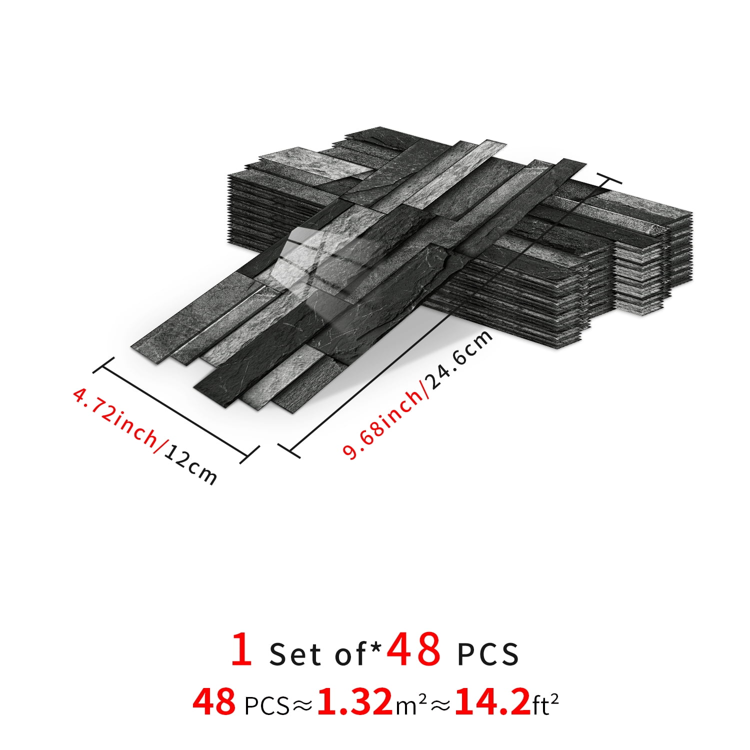 Peel and Stick Backsplash 3D Wall Tiles,Self-Adhesive,Oil Proof,Waterproof, Removable Wall Panels for Kitchen & Bathroom,Modern Design, Easy Install (9.68x4.72 inch,48 Pack)