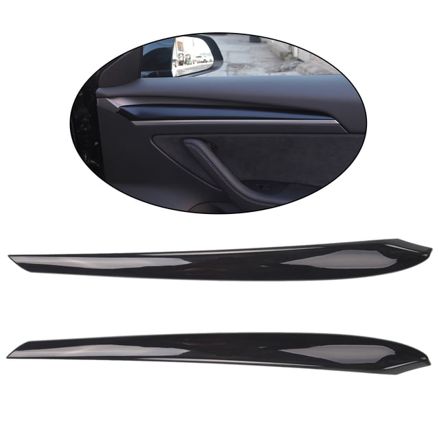 2x puerta de coche interior ABS Panel moldura decoración embellecedor cubierta de puerta embellecedor interior para Tesla modelo 3 / Y - Negro Soledad Cubiertas de la puerta delantera del coche