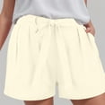 thumbnail image 6 of vigerkar Women's Cotton Linen Bermuda Shorts Drawstring Short Pants Casual Beach Shorts with Pockets for Summer Light Yellow, XXL, 6 of 7