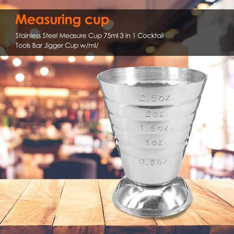 75Ml Stainless Steel Measure Cup Jigger Shot Drink Spirit Mixed Cocktail  Beaker 