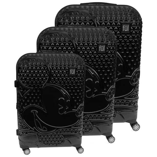 ful FUL Disney Textured Mickey Mouse Hard Sided 3 Piece Luggage Set