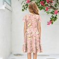 thumbnail image 5 of Grblisyd Girls Dress Cute Floral Print Short Sleeve Crew Neck A Line Dresses Kids Summer Casual Soft Sundress, 5 of 5