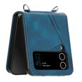thumbnail image 6 of Classic Detachable Adjustable Crossbody Strap Phone Case for Samsung Galaxy Z Flip 3 5G, Embossed PU Leather Phone Case Cover Shockproof Protective for Samsung Galaxy Z Flip 3 - Blue, 6 of 11