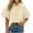 Khaki, variant on LEKWK Womens Summer Tops Button Down Short Puff Sleeve Striped Shirts Lightweight V Neck Loose Fit Collared Tops Fashion Casual Daily Outfits