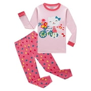 Toddler Girls Cute Cat Pajamas Long Sleeve Top& Long Pants 2-Piece Cotton Family Feeling Sleepwear Set 3T