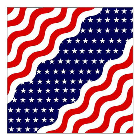America Wavy Stars & Stripes Cotton Bandana Scarf Handkerchief Hanky 22 X 22 
