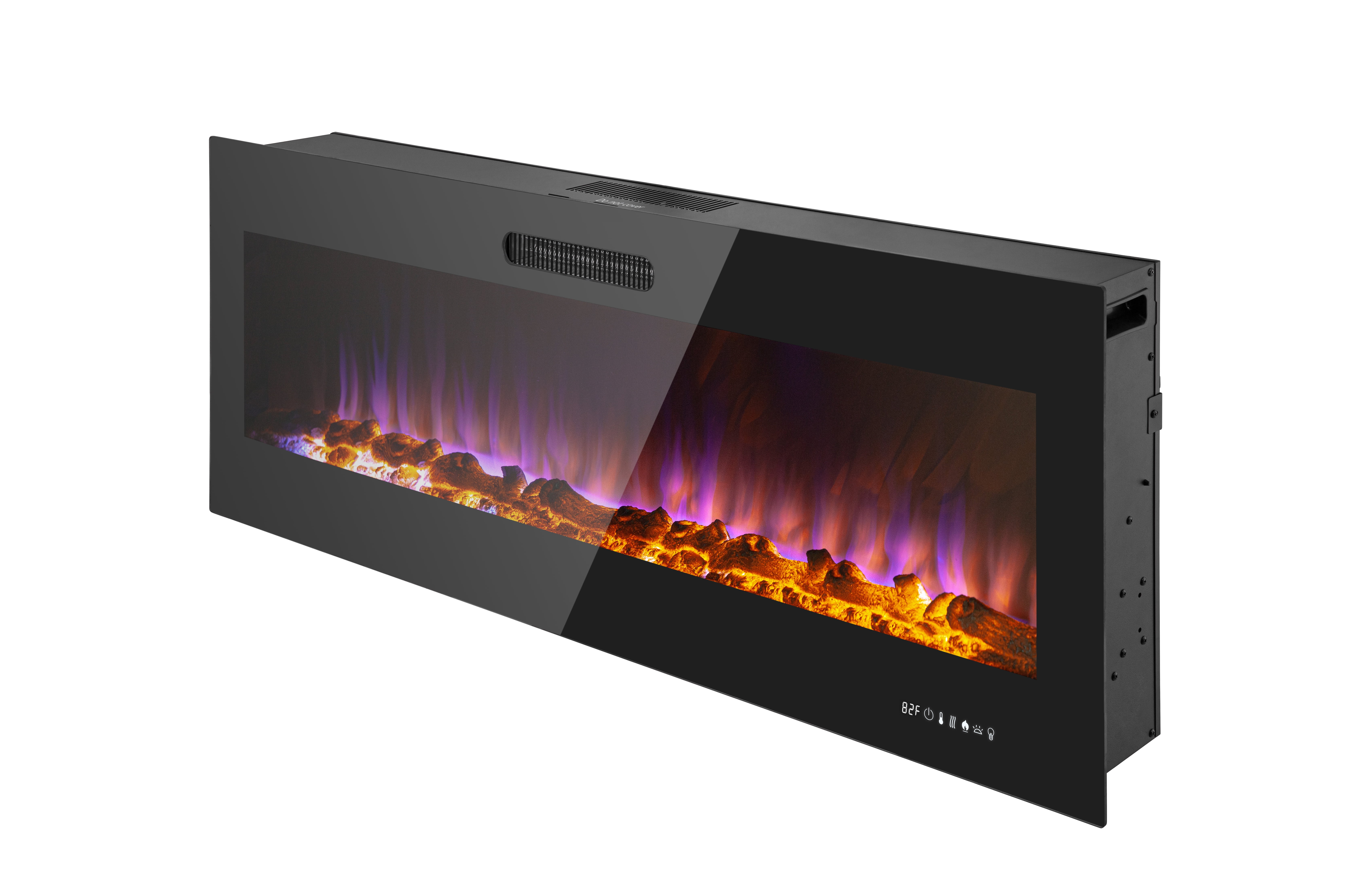 Prominence Home 60x19" Electric Remote Controlled LED Wall Mount Fireplace with Adjustable Heat and Brightness Settings