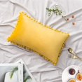 thumbnail image 2 of Pack of 2 Velvet Throw Pillow Covers Pompom Decorative Pillowcases Solid Soft Cushion Covers with Poms Square for Couch Sofa Bedroom Car 18x18inch Dark Green, 2 of 7