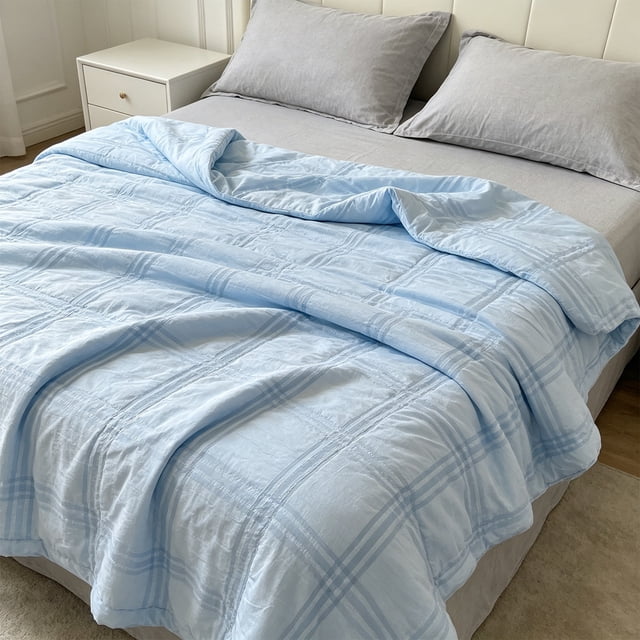 YiJuHui Stylish Voile Washed Summer Quilt | Cloud Soft Gauze Bedding | Lightweight Breathable Cooling Cover | All Season Comforter for Bedroom & Guest Room