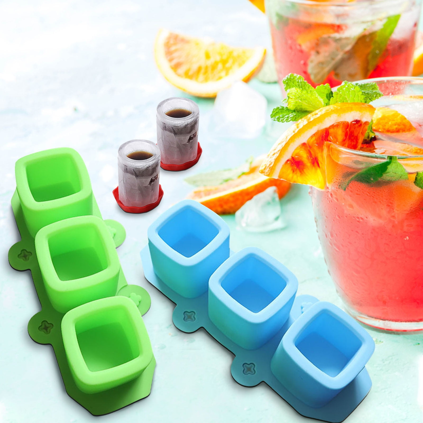 SDJMa Small Ice Cup Molds, Silicone Ice Cube Trays for Freezer with 4  Cavities, Ice Shot Glass Mold Reusable Whiskey Ice Cup Mould