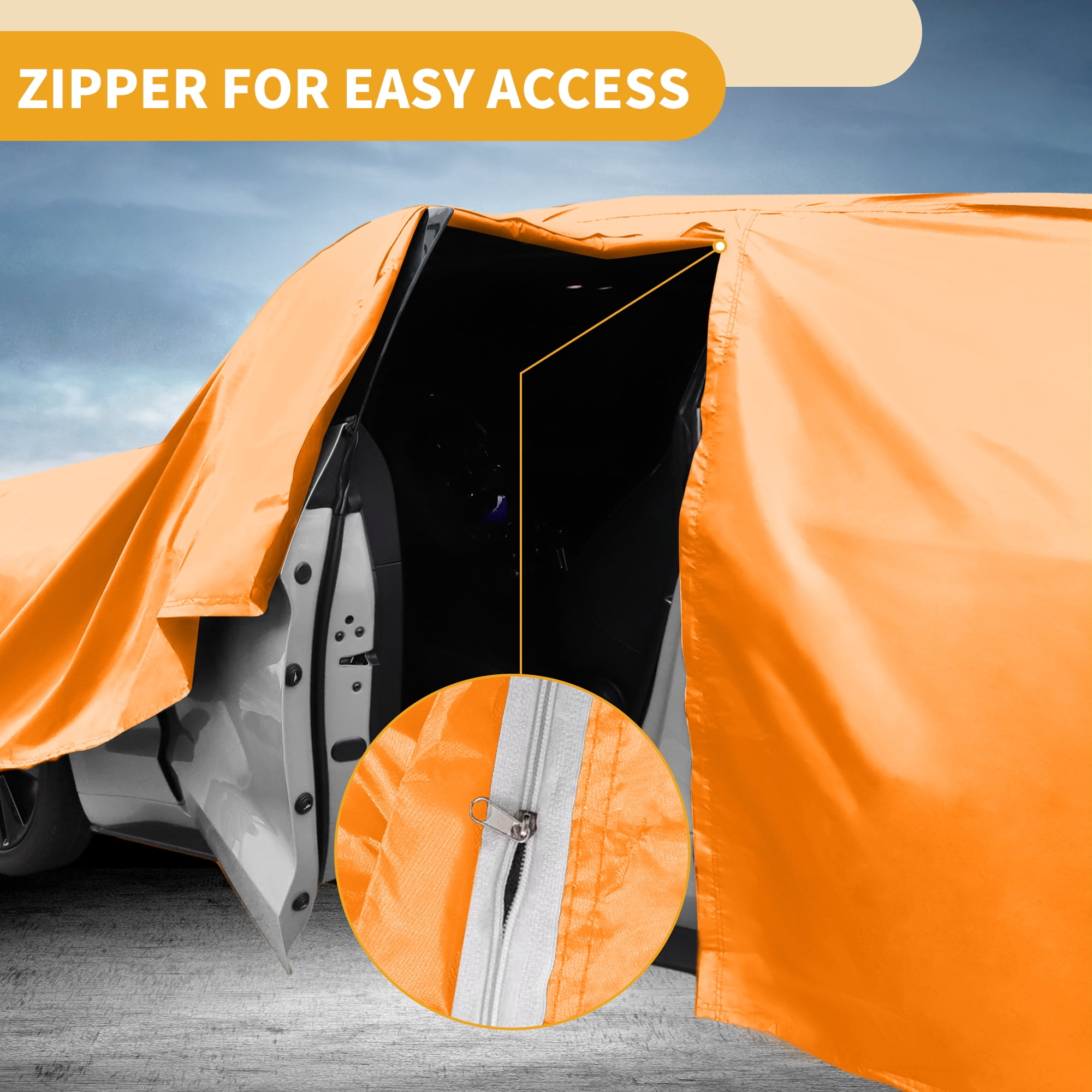 Unique Bargains Car Cover for Toyota Sequoia Aluminum Film Orange with Left Zipper