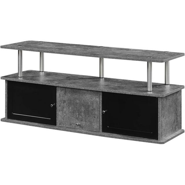 Designs2Go Meuble Télé avec Trois Armoires de Rangement et Tablette en Bois Gris