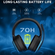 Ecomoment Wireless Gaming Headset for PS5, PC,Switch,Mac with Bluetooth 5.4, 2.4GHz USB PS5 Headset with Mic,Gaming Headphones with RGB Light, 70H Battery Life,Black-Blue
