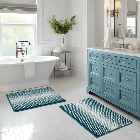 Juego de alfombras y tapetes de baño BSICPRO Chenille, 50 x 80 cm + 40 x 60 cm
