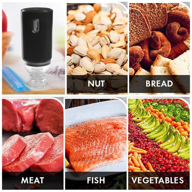 Sellador al vacío - Sellador al vacío inalámbrico para ahorro de alimentos para almacenamiento de alimentos (negro)