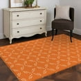 thumbnail image 3 of 2.7x5 Area Rugs, Orange Morocco Non-Skid Rubber Backing Large Rectangle Rugs - Living Room Bedroom Home Office, Geometric Leaf Diamond Lattice Abstract Indoor Floor Mat Carpets Washable Rug, 3 of 9