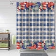 thumbnail image 2 of 4th of July American Flag Plaid Shower Curtain, Blue Heart Shower Curtain Set with Hooks, Spring Summer Waterproof Fabric Shower Curtains for Bathroom Decor, 36x72 Inch Bath Curtain, 2 of 6