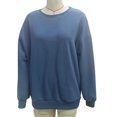 thumbnail image 1 of Sudadera con cuello redondo para mujer Camisa de jersey de color puro con hombros caídos y manga larga a la moda Azul L, 1 of 2
